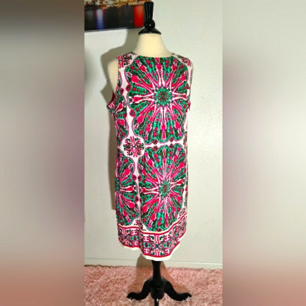 London time pink and green dress sleeveless nice for work church formal size14w
